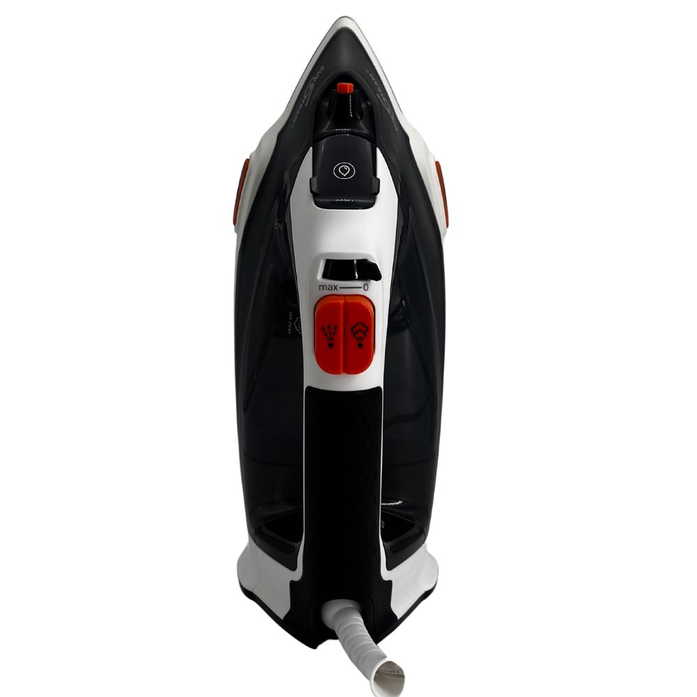 Steam and spray buttons placed for convenient thumb control. Close-up of Eurosteam Step Up Iron steam and spray buttons