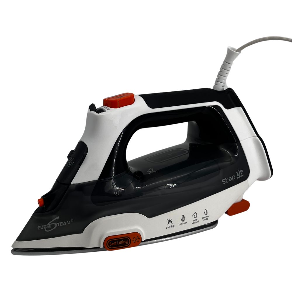 Lightweight, powerful, and built for everyday use. Eurosteam Step Up Iron with self-lifting technology on ironing board