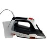 Paired with our measuring cup for precise water refills every time. Overview shot of the iron with included measuring cup.